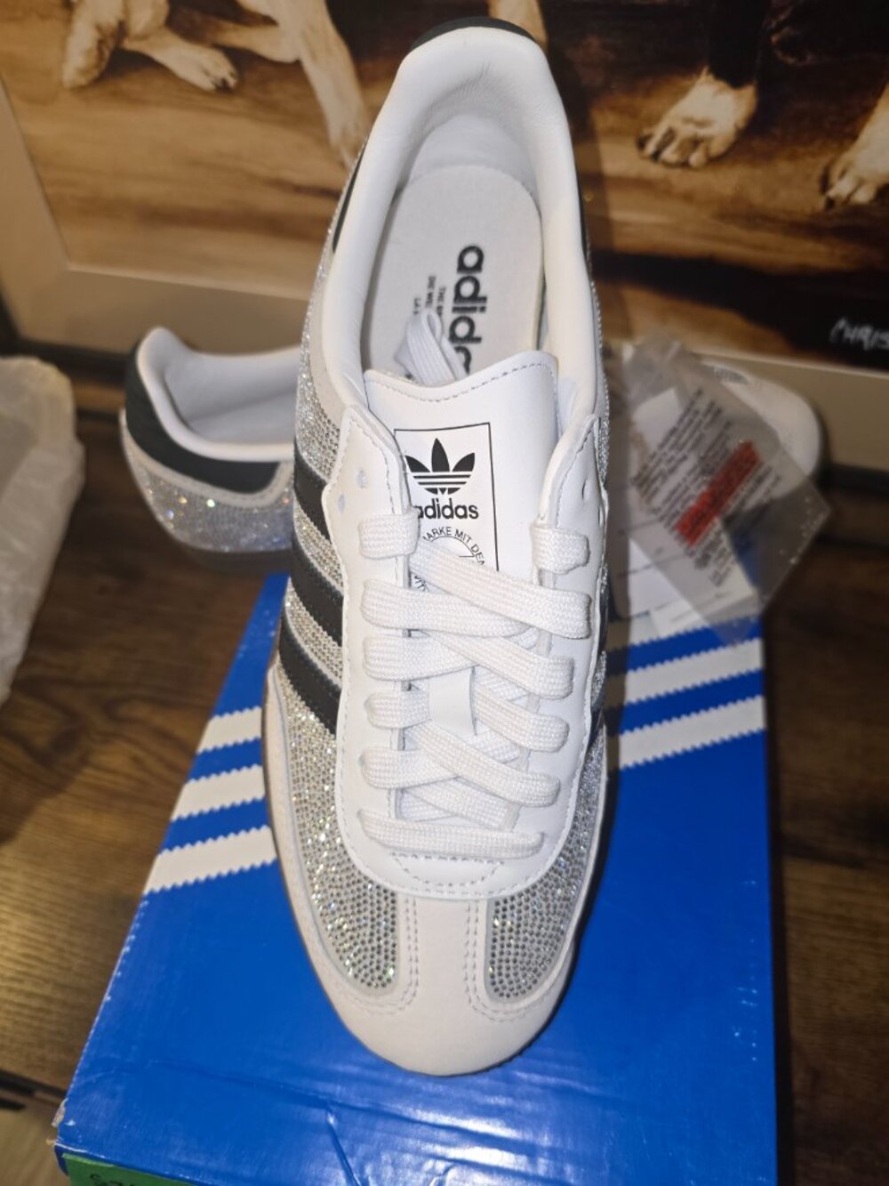 Adidas Samba OG Shoes “Rhinestone” Crystal White Black IH9055 Women's SZ 7.5 NEW